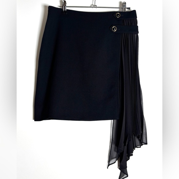 Givenchy Asymmetric Black Mini Skirt – Pleated Panel, French Designer, Statement - Picture 1 of 14